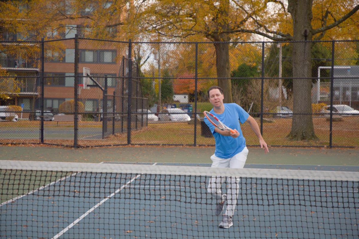 Carter Morris Playing Tennis in BL Tall TR Pants