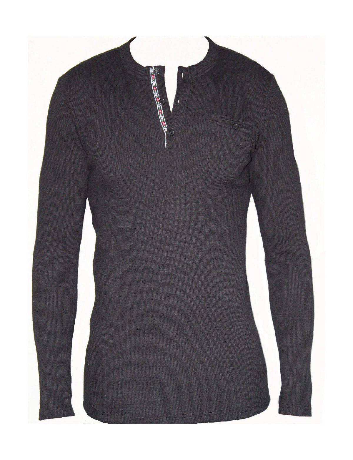 Waffle Weave Long Sleeve Henley