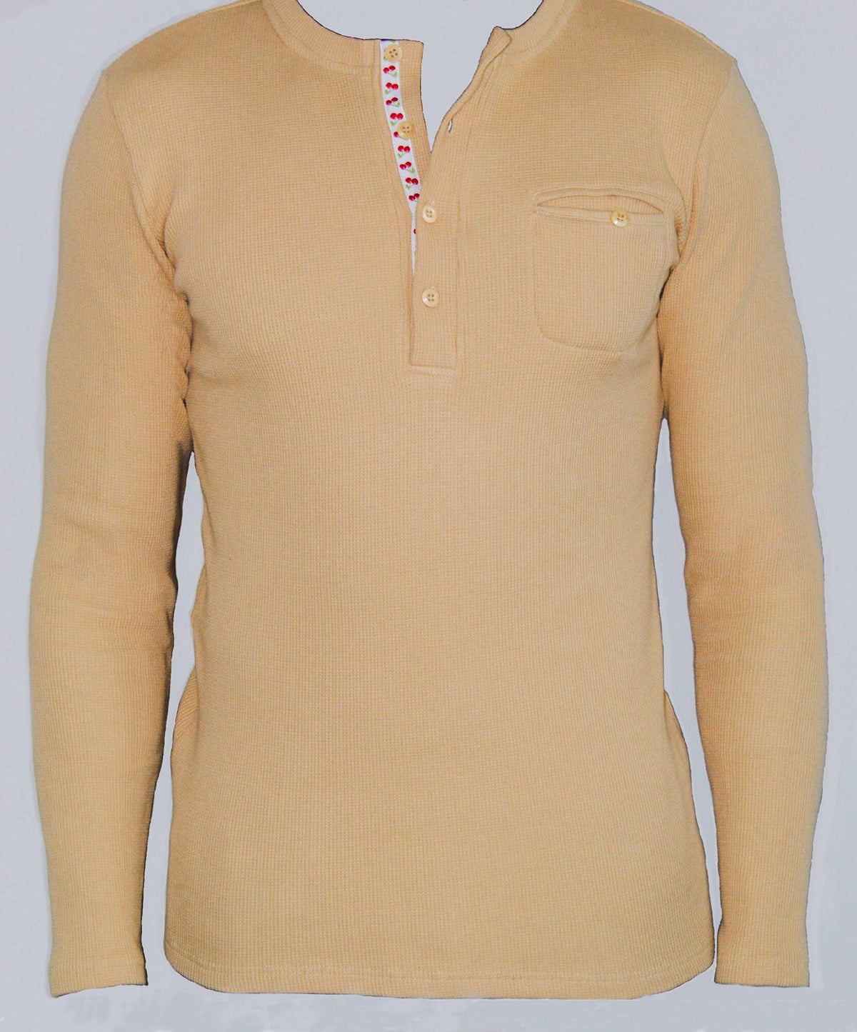 Waffle Weave Long Sleeve Henley - Hazelnut